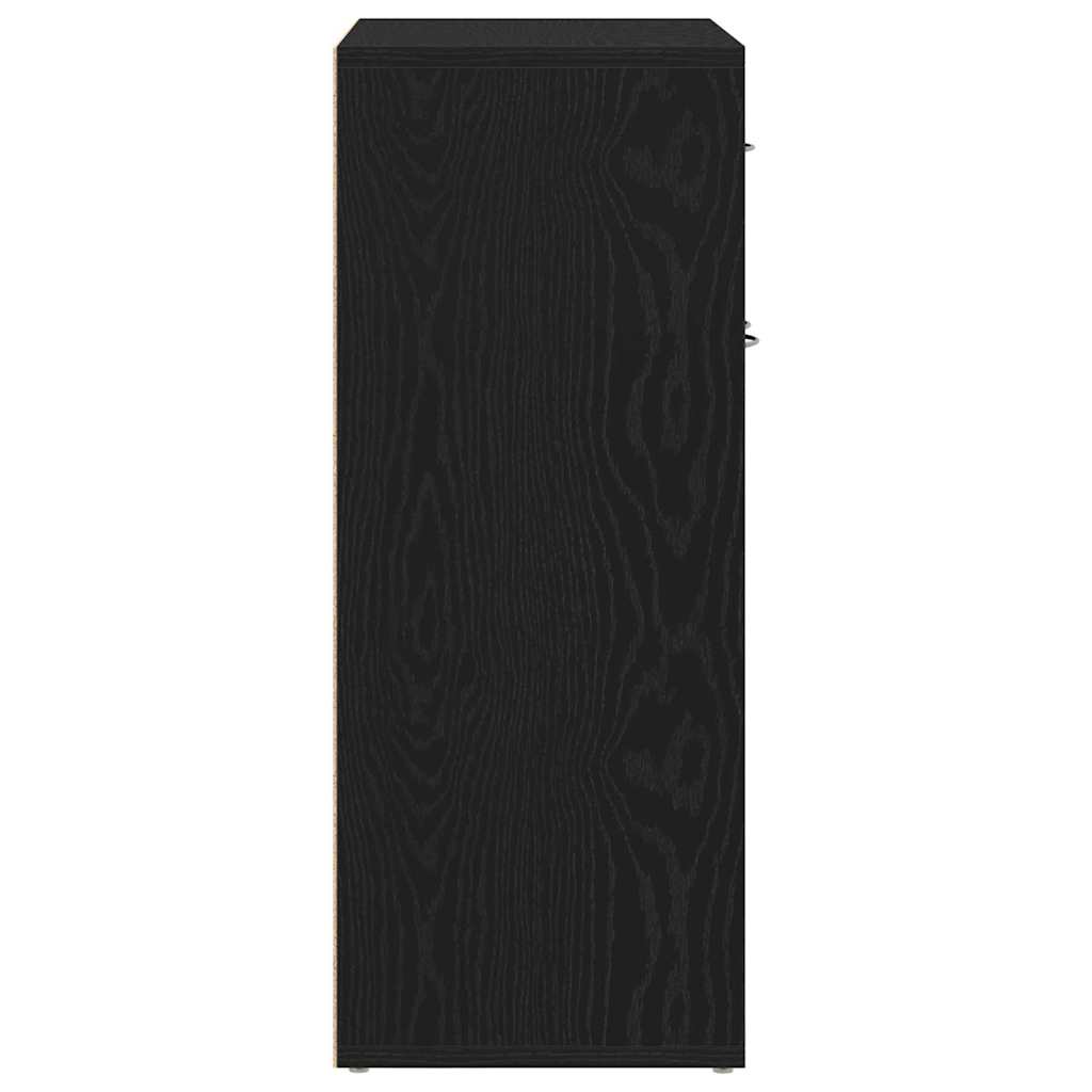 Serviesskap med skuff Svart Eik 60 x 30 x 75 cm Konstruert tre
