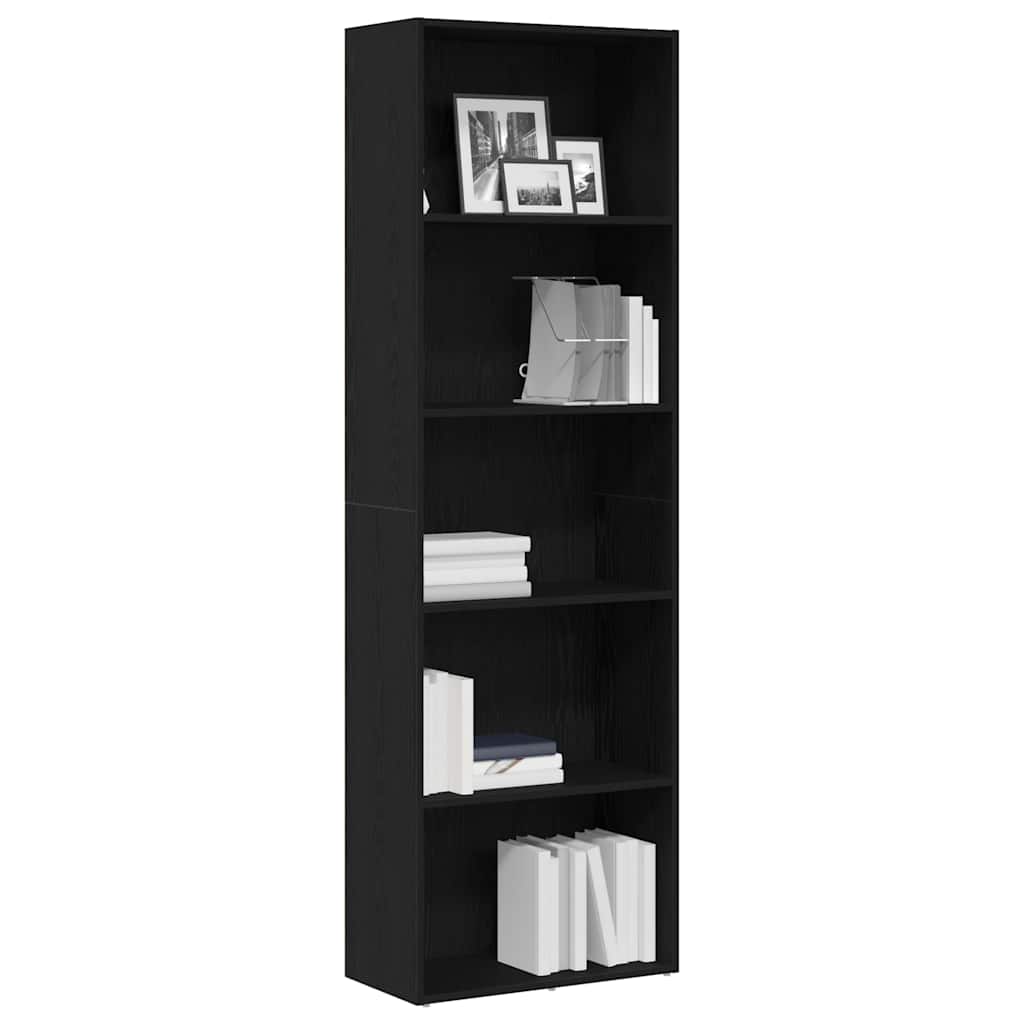 Bokhylle svart eik 60x30x189 cm konstruert tre