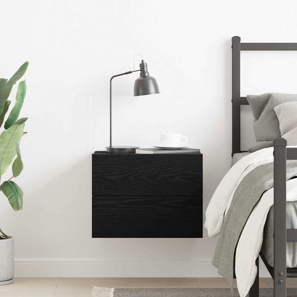 Nattbordskap med skuff Svart Eik 40 x 30 x 30 cm Konstruert tre