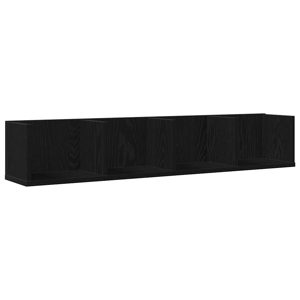 Vegghylle med hylle Svart Eik 100 x 18 x 18 cm Konstruert tre