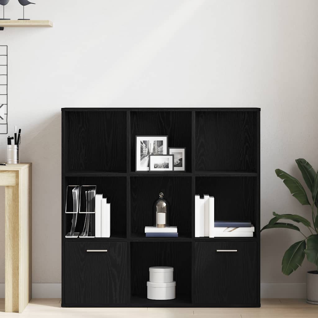 Bokhylle svart eik 98x29x97,5 cm konstruert tre