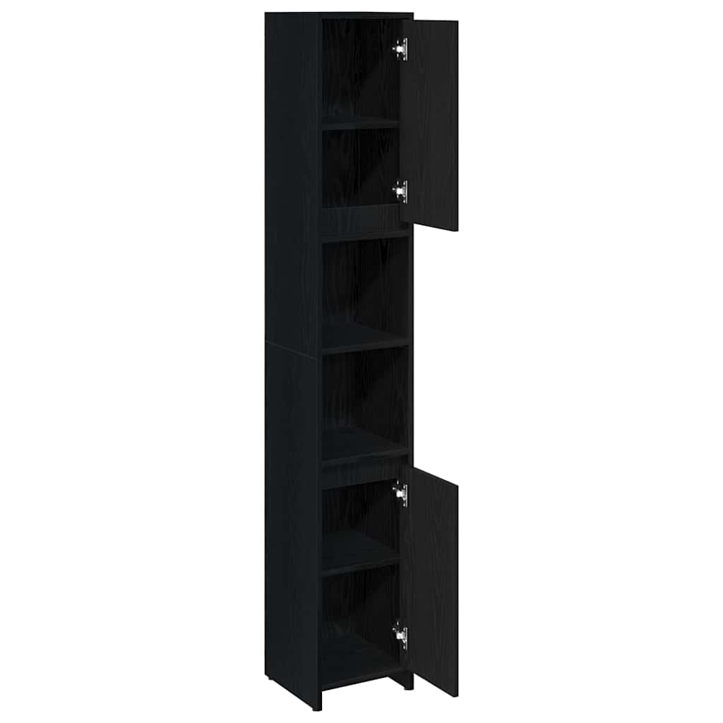 Baderomsskap Svart Eik 30 x 30 x 183,5 cm Konstruert tre