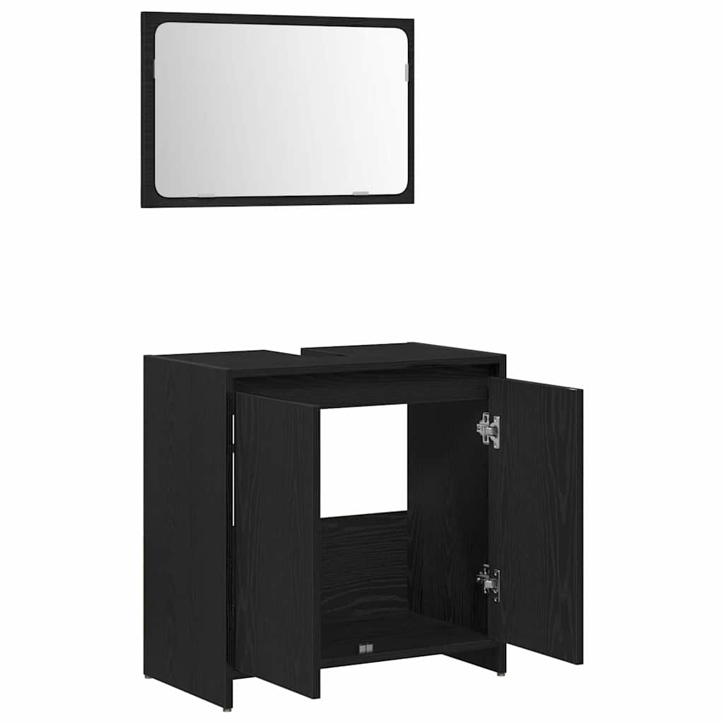 Baderomsskap med dør Svart Eik 60 x 33 x 60 cm Konstruert tre