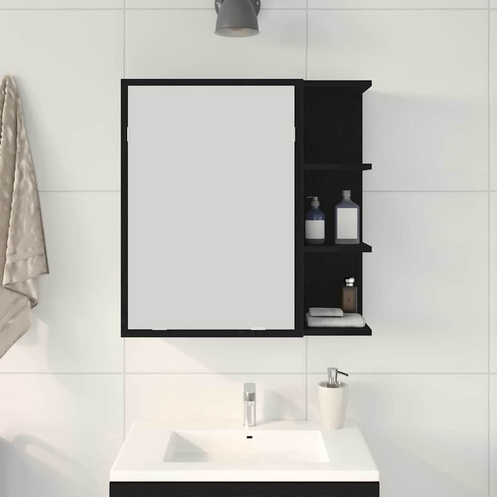 Baderomsspeilskap Svart Eik 62,5 x 20,5 x 64 cm Konstruert tre