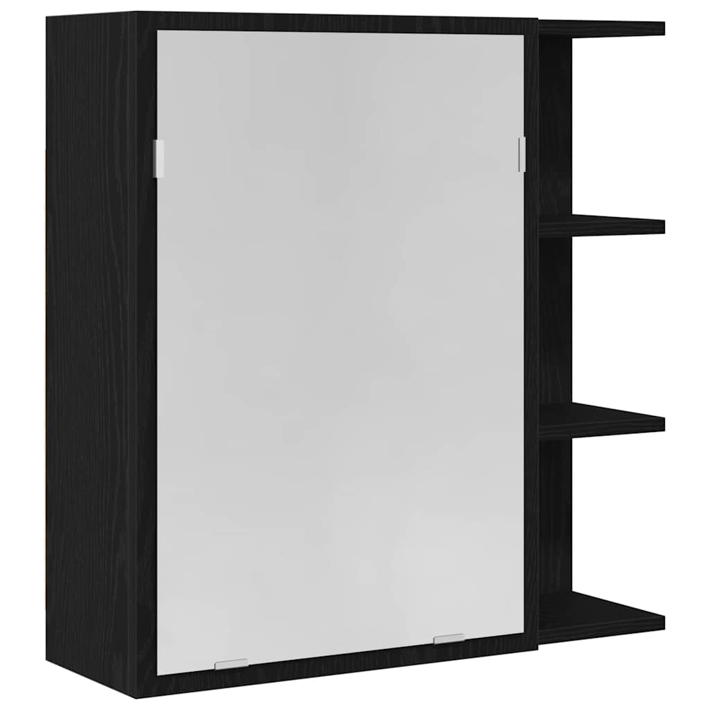 Baderomsspeilskap Svart Eik 62,5 x 20,5 x 64 cm Konstruert tre