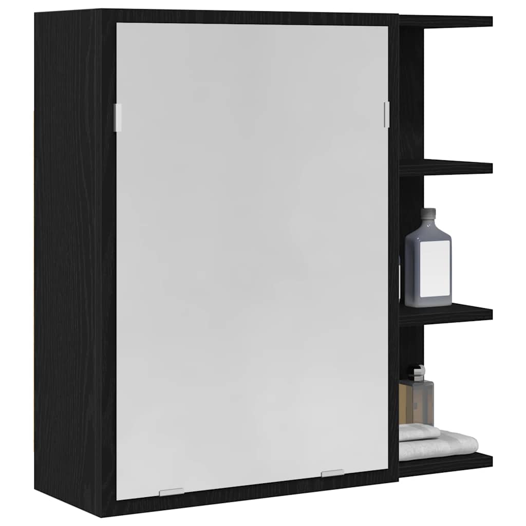 Baderomsspeilskap Svart Eik 62,5 x 20,5 x 64 cm Konstruert tre