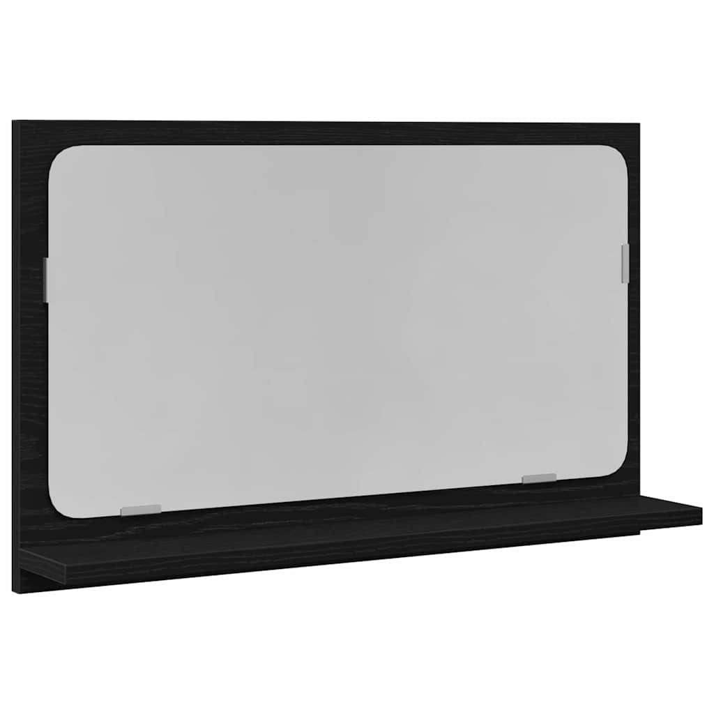 Speilhylle med hylle Svart Eik 60 x 10,5 x 37 cm Konstruert tre
