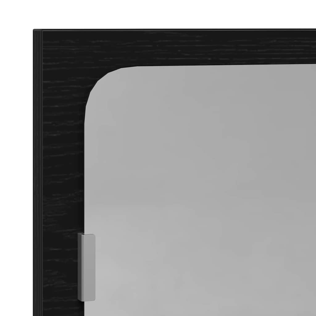 Speilhylle med hylle Svart Eik 90 x 10,5 x 37 cm Konstruert tre