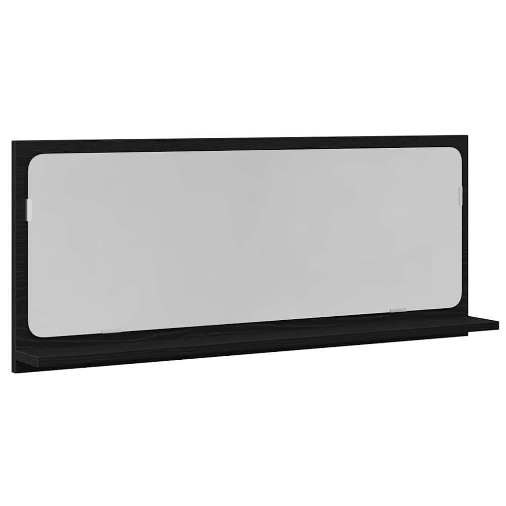 Speilhylle med hylle Svart Eik 90 x 10,5 x 37 cm Konstruert tre
