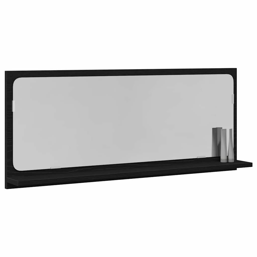 Speilhylle med hylle Svart Eik 90 x 10,5 x 37 cm Konstruert tre