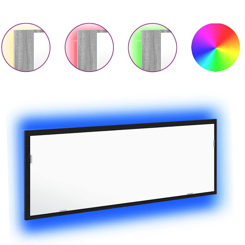 LED Badevindu Veggmontert Svart Eik 100 x 8,5 x 37 cm Glass