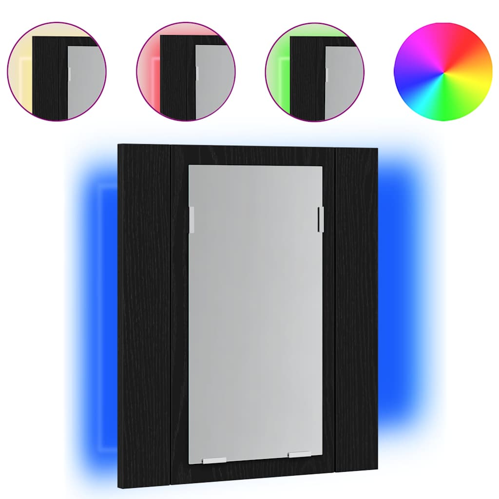 LED-speilskap til baderom svart eik 40x12x45 cm konstruert tre