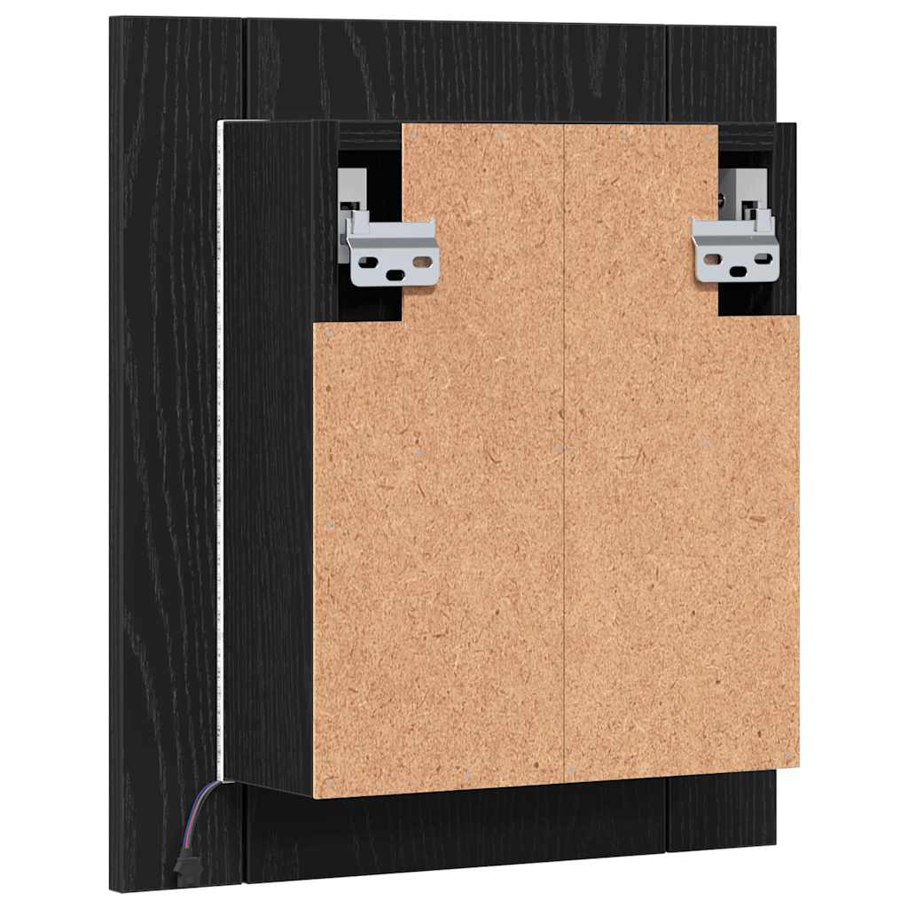 LED-speilskap til baderom svart eik 40x12x45 cm konstruert tre