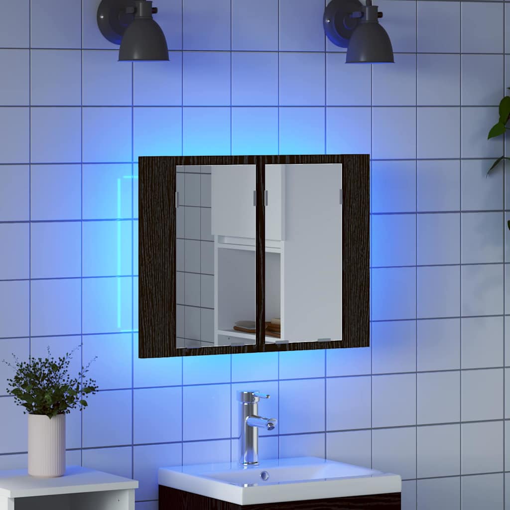 Baderomsspeilskap Svart Eik 60 x 12 x 45 cm Konstruert tre