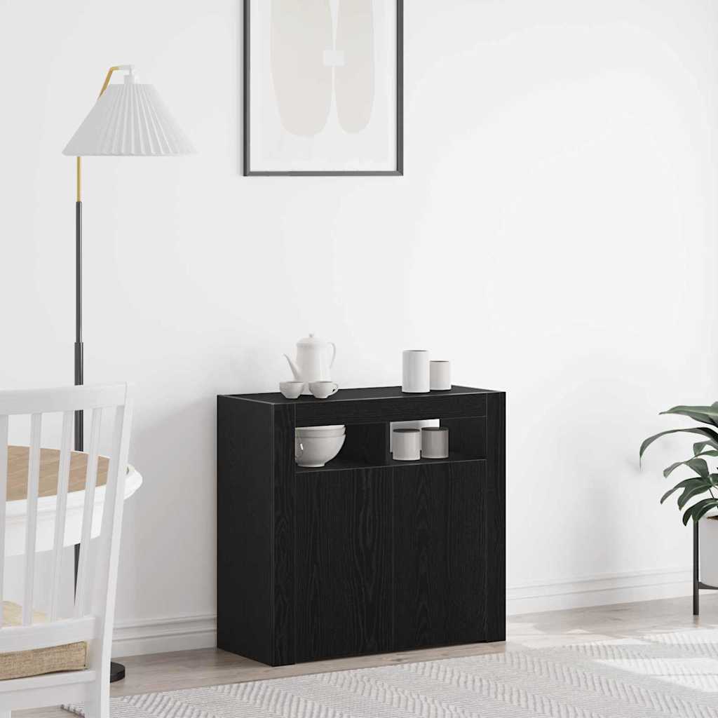 Serviesskap Svart Eik 80 x 35 x 75 cm Konstruert tre