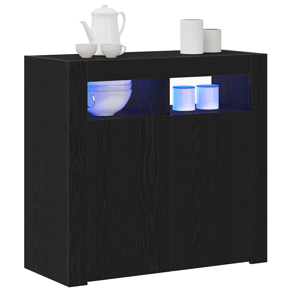 Serviesskap Svart Eik 80 x 35 x 75 cm Konstruert tre