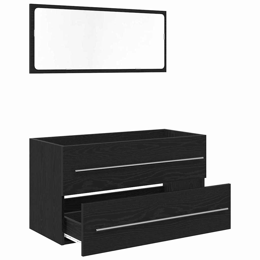 Sink Cabinet Svart Eik 90 x 45 x 1.5 cm Konstruert tre