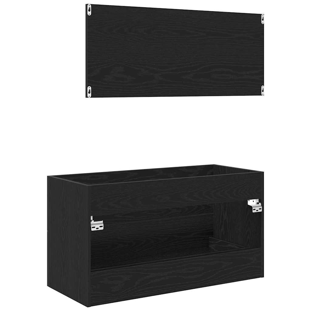 Sink Cabinet Svart Eik 90 x 45 x 1.5 cm Konstruert tre