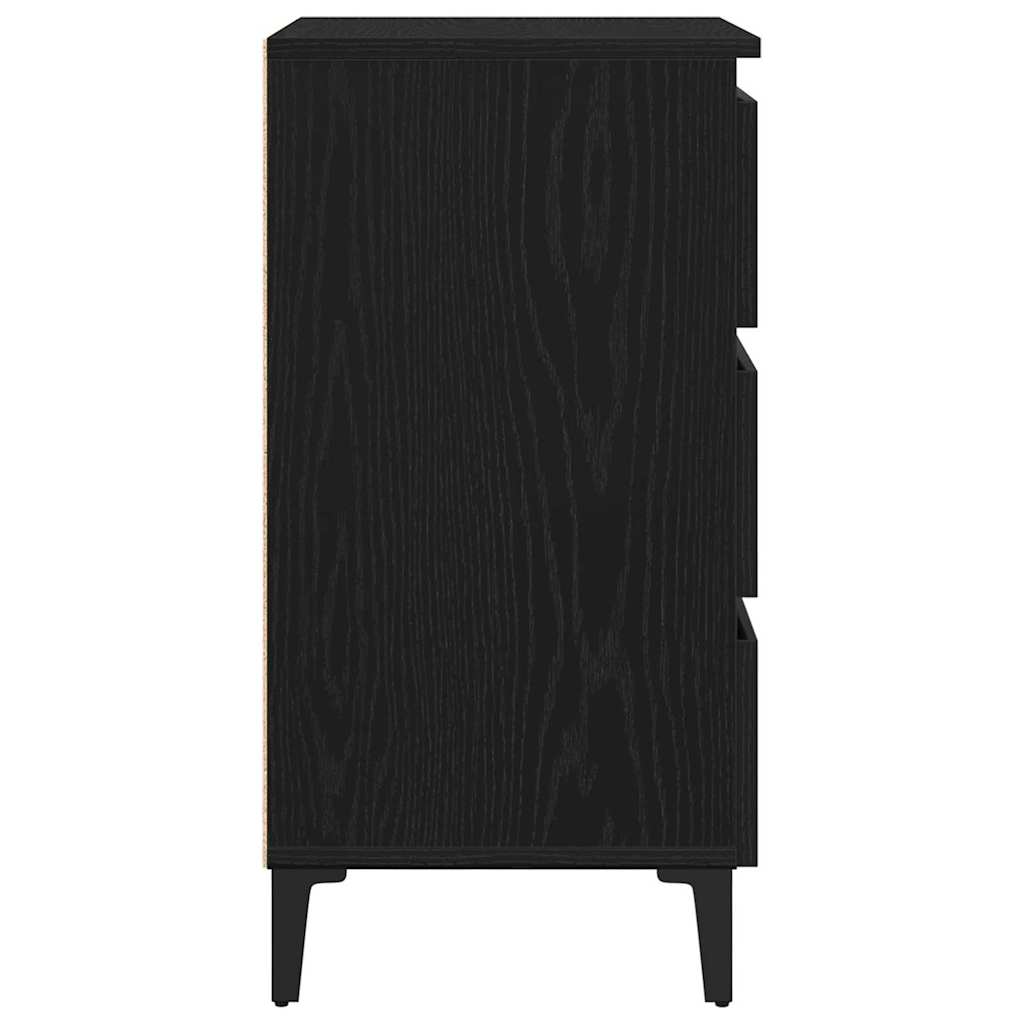 Nattbordskap med skuff Svart Eik 40 x 35 x 69 cm Konstruert tre
