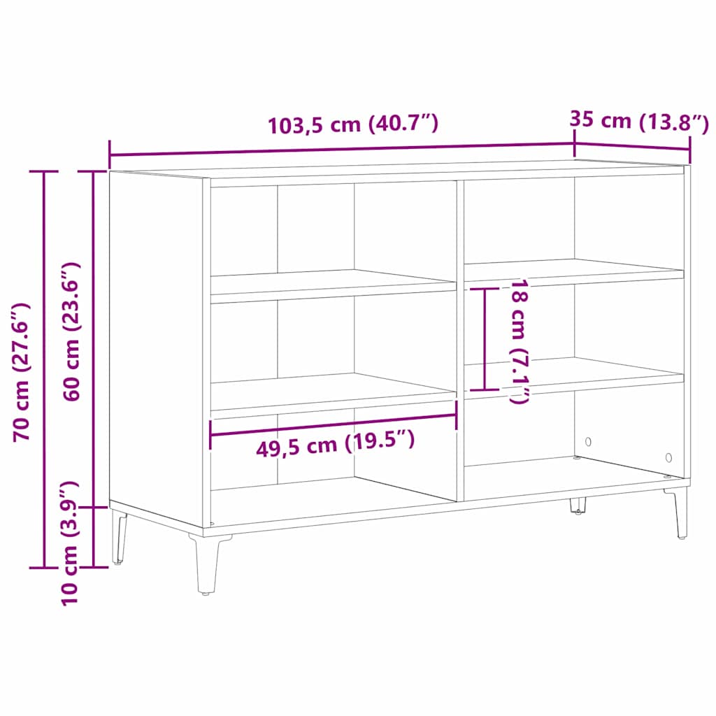 Serviesskap Svart Eik 103,5 x 35 x 70 cm Konstruert tre