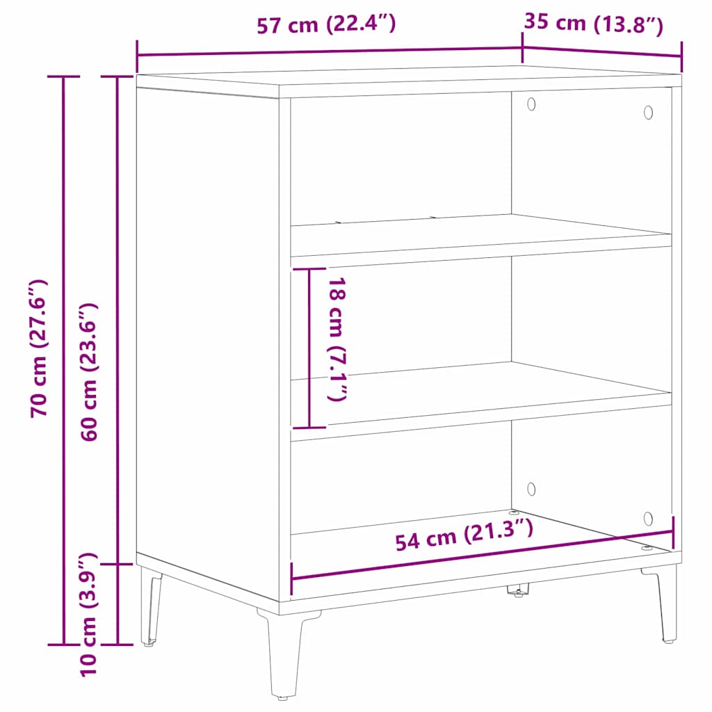 Serviesskap Svart Eik 57 x 35 x 70 cm Konstruert tre