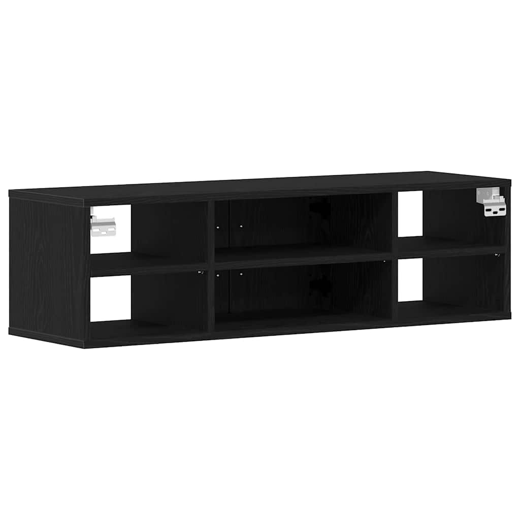 Vegghylle med hylle Svart Eik 102 x 30 x 29 cm Konstruert tre