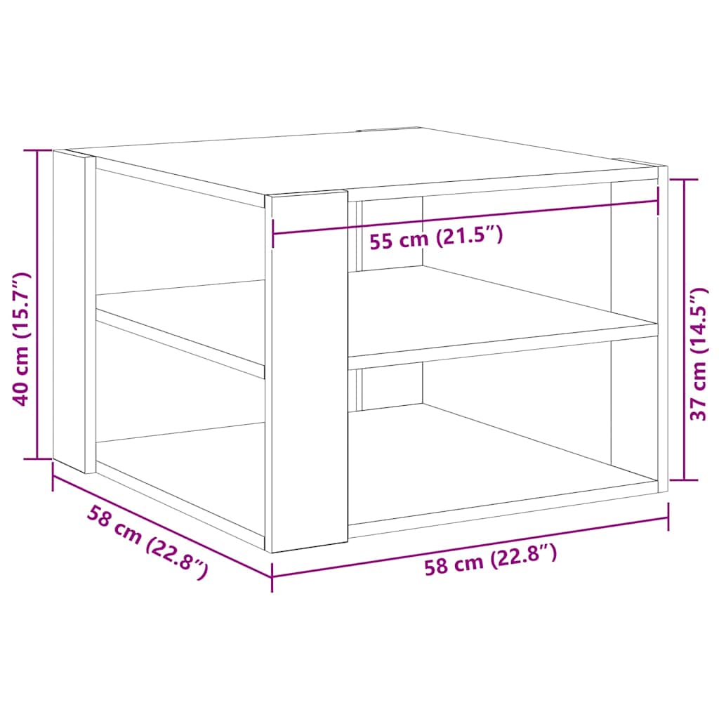 Kaffebord Svart Eik 58 x 58 x 40 cm Konstruert tre