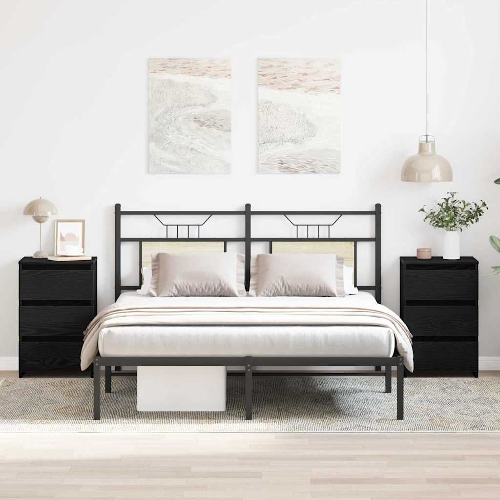Nattbordskap 2 pcs Svart Eik 40 x 35 x 62,5 cm Konstruert tre