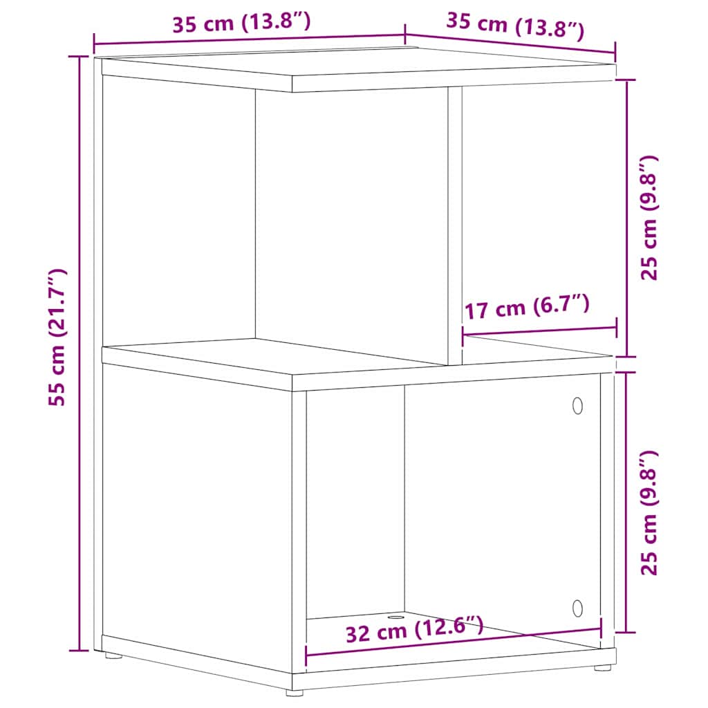 Nattbordskap Svart Eik 35 x 35 x 55 cm Konstruert tre