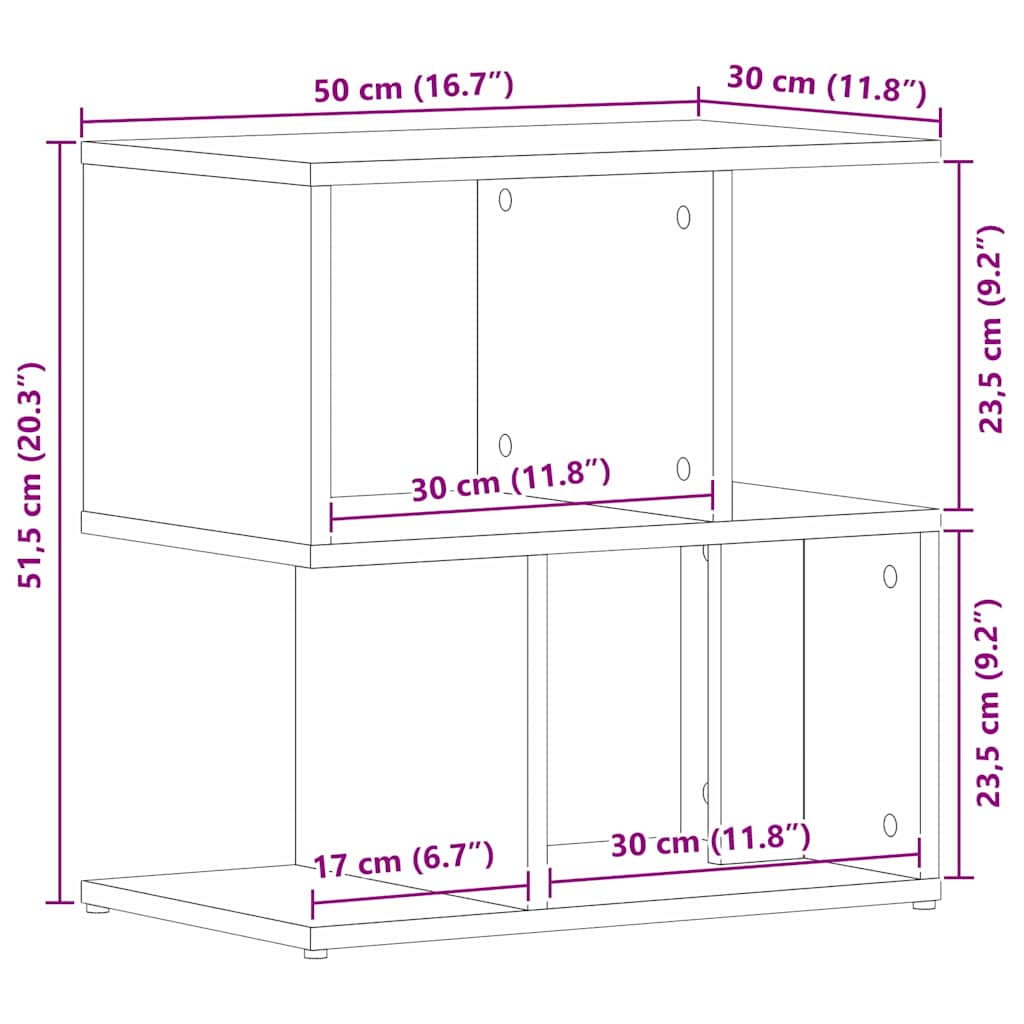 Nattbordskap Svart Eik 50 x 30 x 51,5 cm Konstruert tre