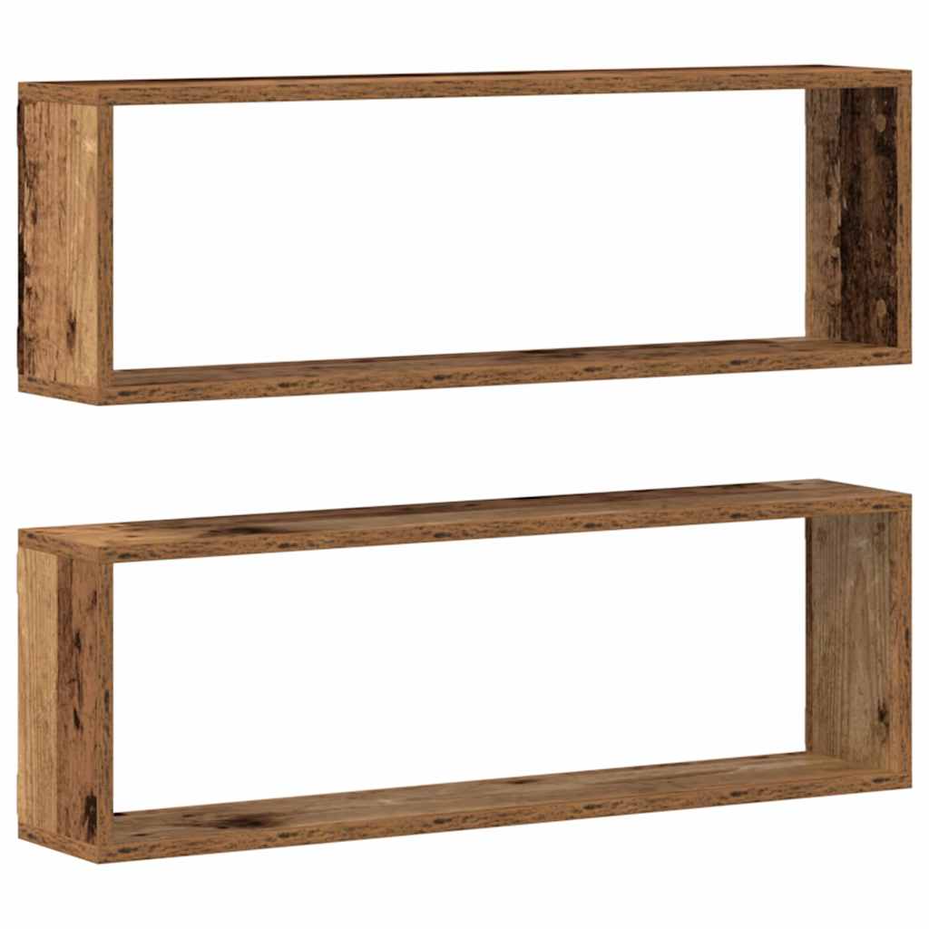 Vegghyller 2 pcs Gammelt tre 80 x 15 x 26 cm Konstruert tre