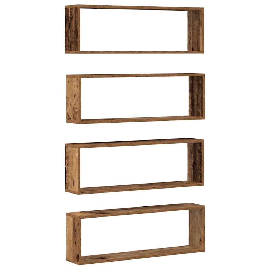 Vegghyller 4 pcs Gammelt tre 80 x 15 x 26 cm Konstruert tre