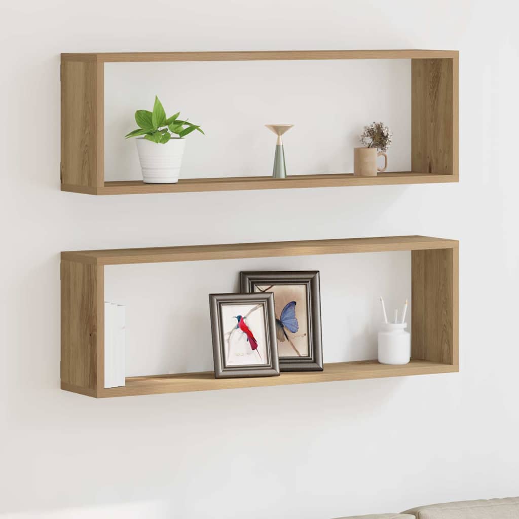 Vegghyller 2 pcs Kunstnerisk Eik 80 x 15 x 26 cm Konstruert tre