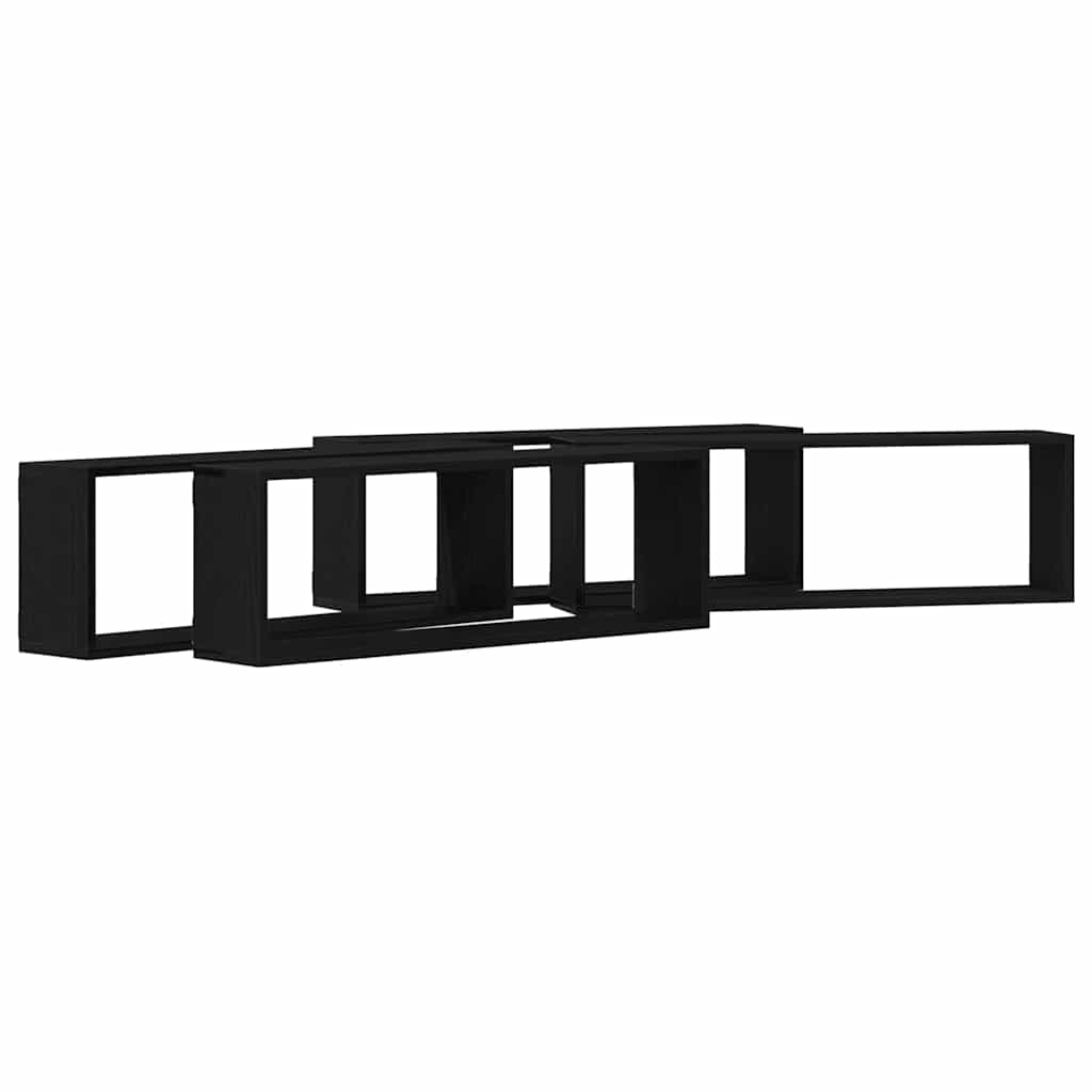 Vegghyller 4 pcs Svart Eik 80 x 15 x 26 cm Konstruert tre