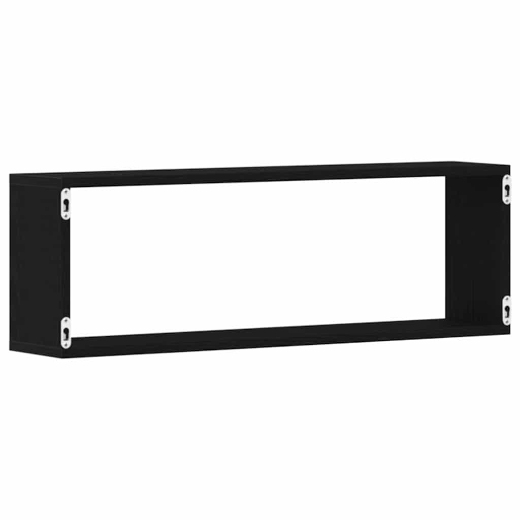 Vegghyller 4 pcs Svart Eik 80 x 15 x 26 cm Konstruert tre