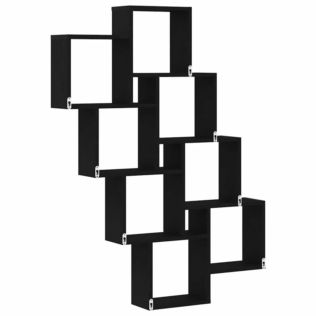 Vegghylle med hylle Svart Eik 90 x 15 x 119,5 cm Konstruert tre