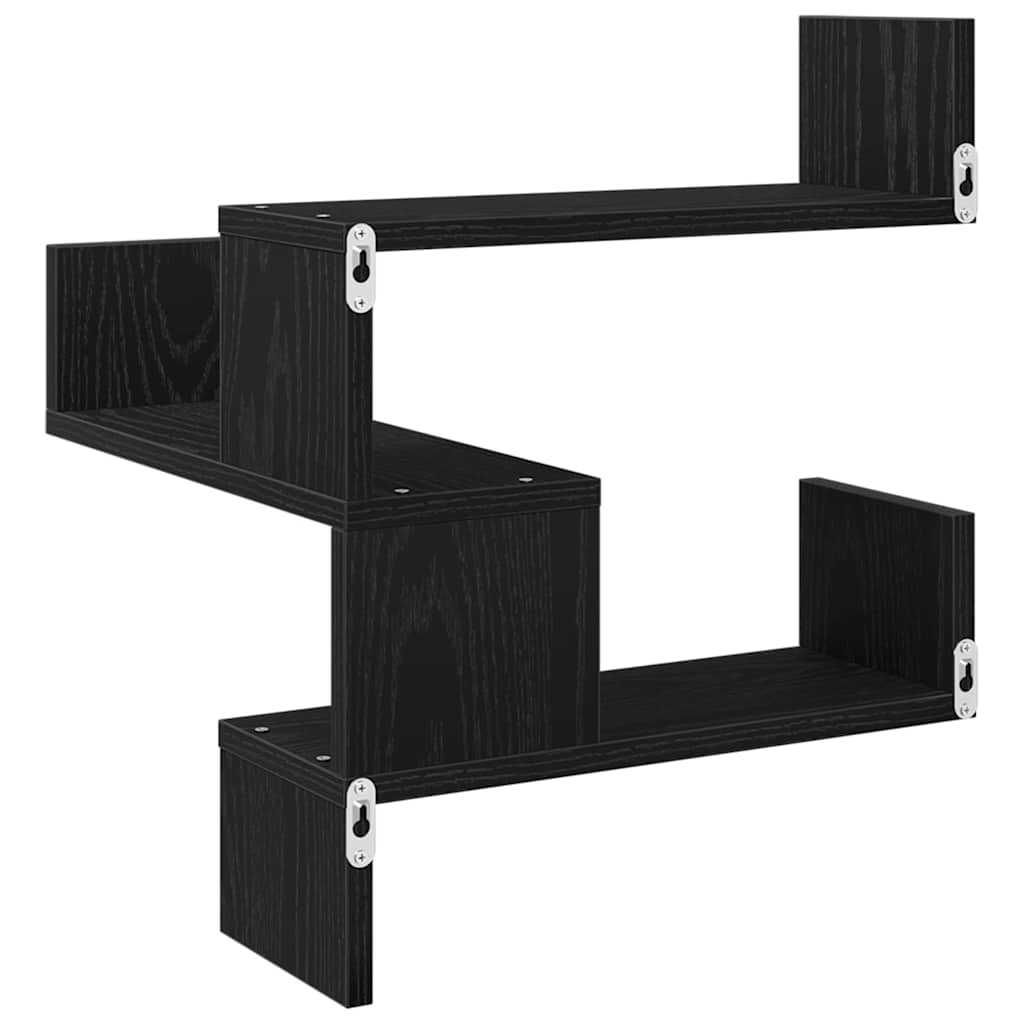 Vegghylle med hylle Svart Eik 40 x 40 x 49,5 cm Konstruert tre