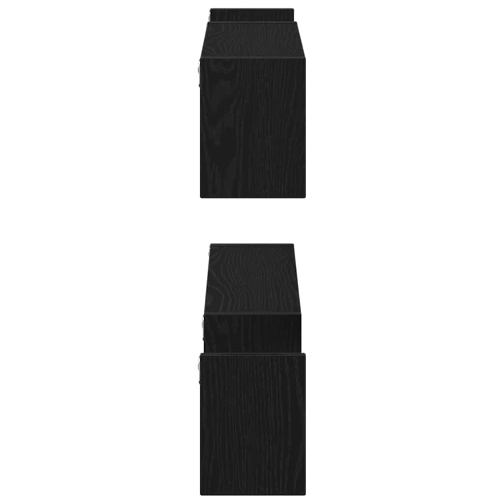 Vegghylle 2 pcs Svart Eik 100 x 15 x 20 cm Konstruert tre