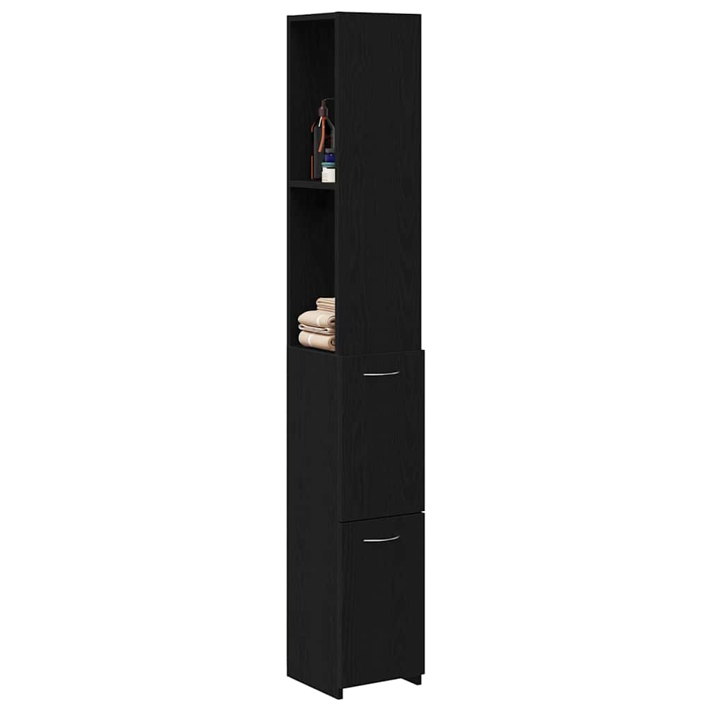 Baderomsskap med dør Svart Eik 25 x 25 x 170 cm Konstruert tre