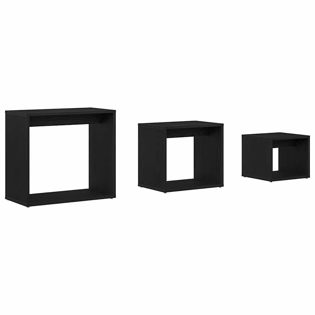 Nesting Bord 3 pcs Svart Eik Konstruert tre