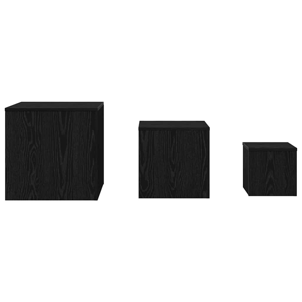 Nesting Bord 3 pcs Svart Eik Konstruert tre