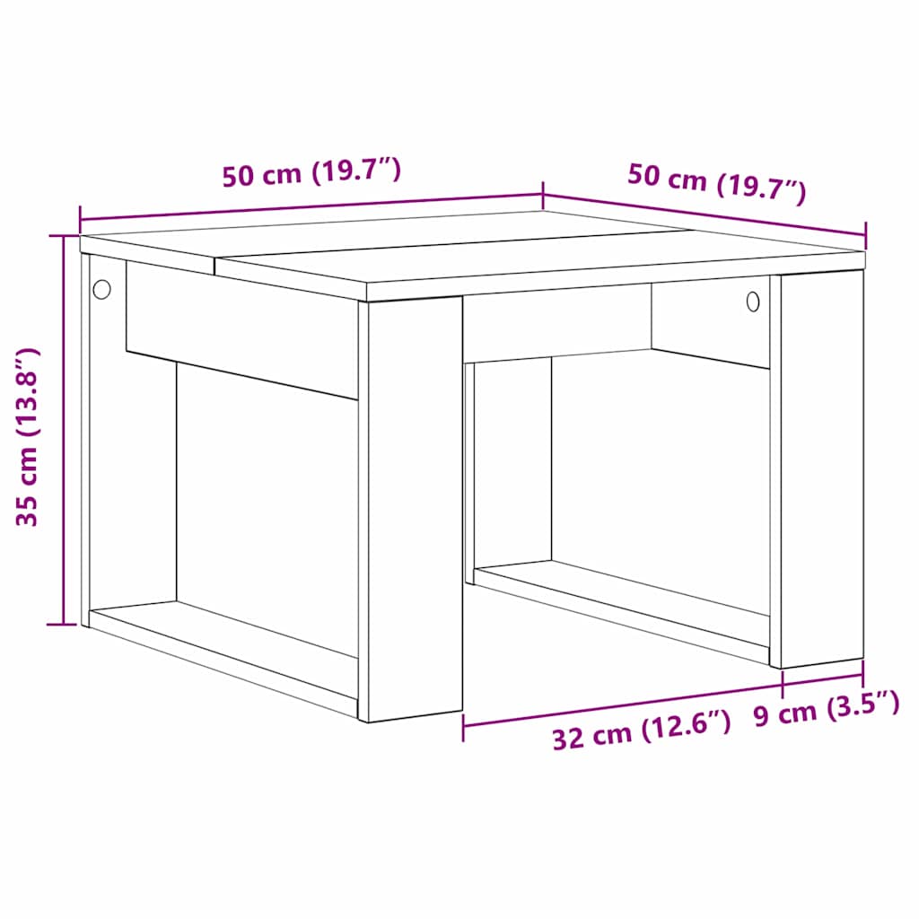 Kaffebord Svart Eik 50 x 50 x 35 cm Konstruert tre