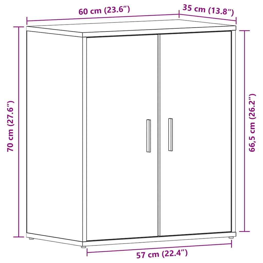 Sko Skap med hylle Svart Eik 60 x 35 x 70 cm Konstruert tre