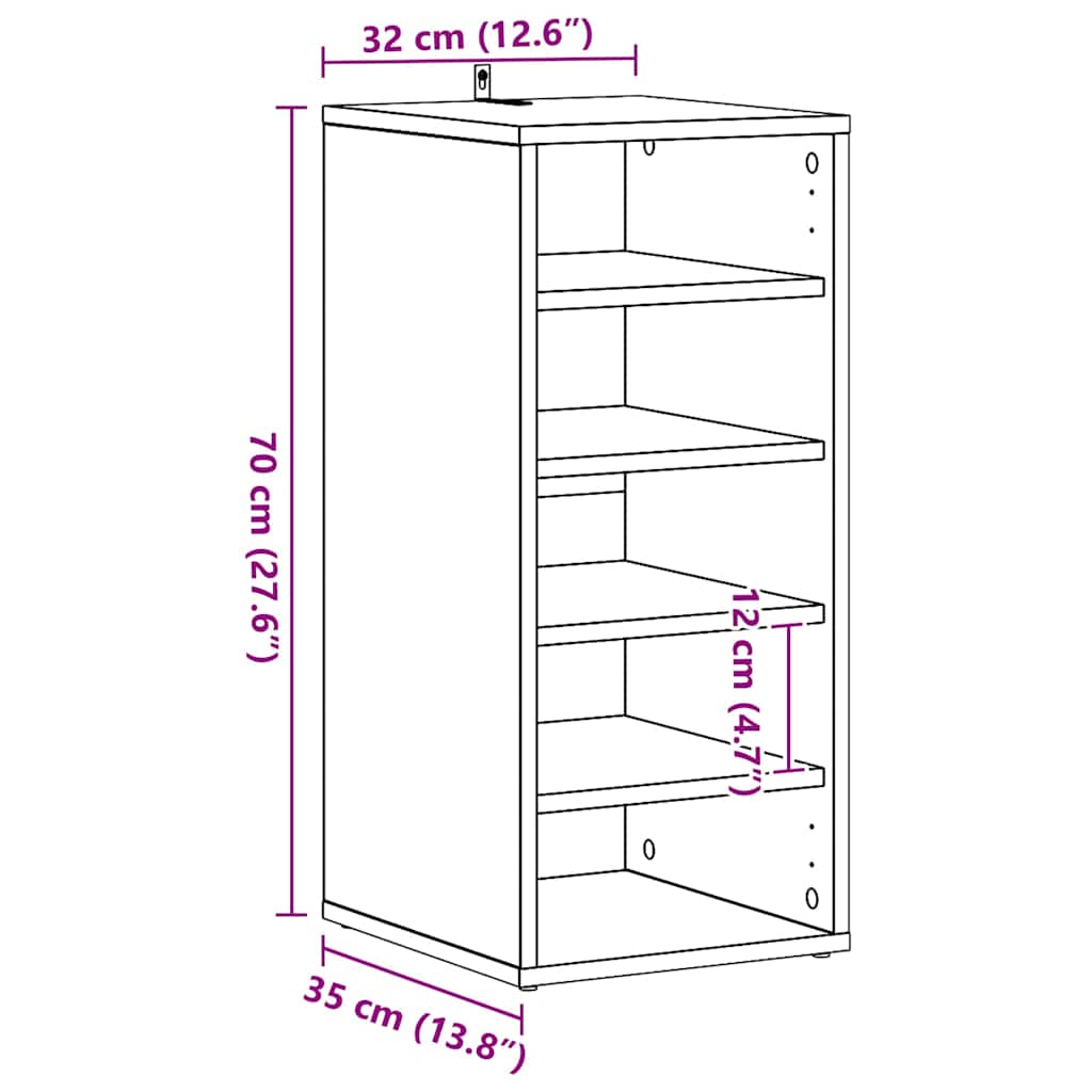 Sko Skap med hylle Svart Eik 32 x 35 x 70 cm Konstruert tre