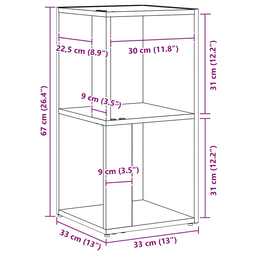 Krokhyller Svart Eik 33 x 33 x 67 cm Konstruert tre