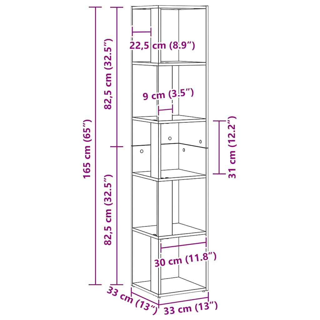 Krokhyller Svart Eik 33 x 33 x 164,5 cm Konstruert tre