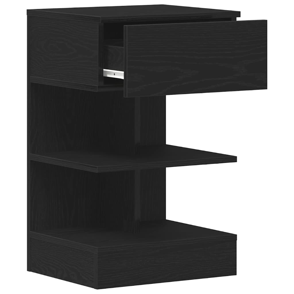 Nattbordskap med skuff Svart Eik 40 x 35 x 65 cm Konstruert tre