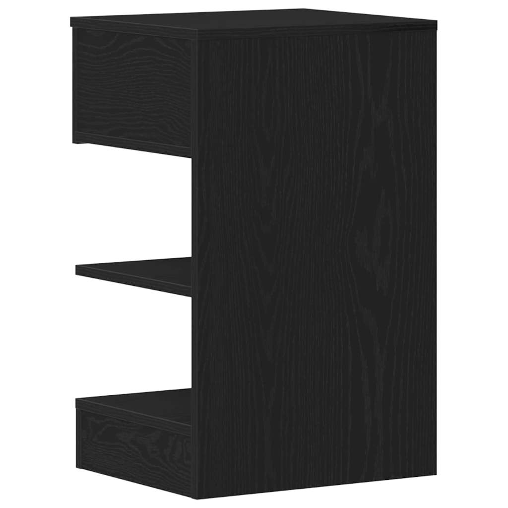 Nattbordskap med skuff Svart Eik 40 x 35 x 65 cm Konstruert tre