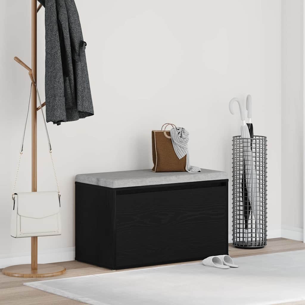 Gangbenk med skuff Svart Eik 80 x 40 x 45 cm Konstruert tre