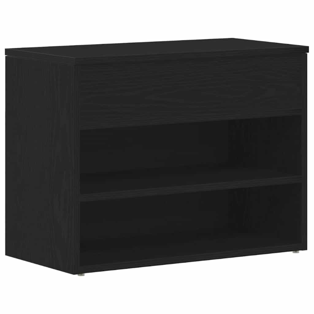 Skobenk med hylle Svart Eik 60 x 30 x 45 cm Konstruert tre